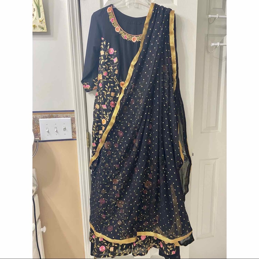 Black embroidered anarkali Indian dress
